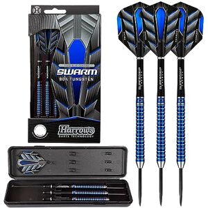 Harrows Swarm 90% Tungsten Steel Tip Darts 21g, 22g, 23g, 24g, 25g & 26g - Includes Silver Supergrip Carbon Shafts, Prime Flights & Travel Case