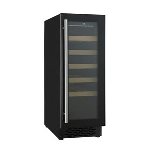 Weinkühlschrank VINCOOL für 20 Flaschen   1x Glastür + LED & 1x Zone   50 Ltr, HxBxT 82x29,5x57cm   +5/+20°C   Schwarz + CHEFGASTRO Geschirrtuch