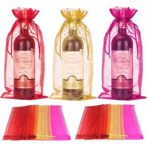 30 stk 750 ml rødvin Organza vinpose - 14 x 37 CM Tricolor (med