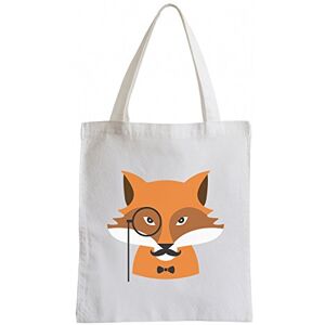 Pixxprint Raxxpurl Hipster Fox Fun Jute Sports Bag, White