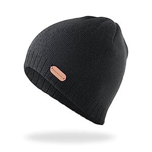 Black Crevice Herren Mütze in sportlichem Design I stylische One Size Strick-Mütze I Schutz vor Wind & Kälte I enganliegende Passform I Herren-Wintermützen, schwarz