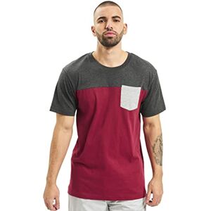 Urban Classics Herren 3-tone pocket thee Langarmshirt, Burgundy/Cha/Gry, M EU