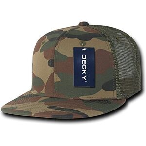 Decky Baseballkappe Flat Bill Trucker aus Baumwolle, Motiv: Woodland/Woodland/Olive