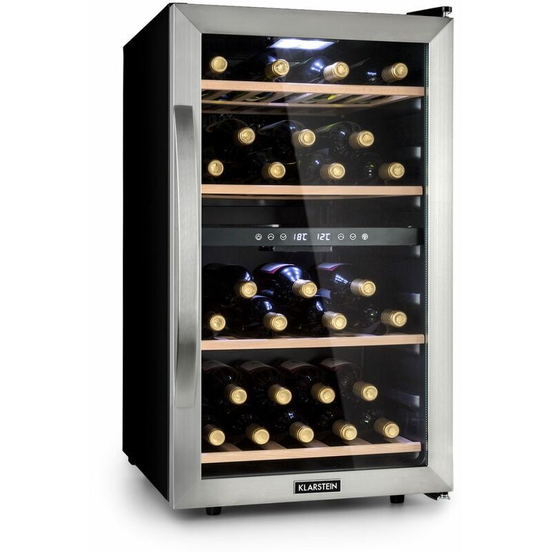 KLARSTEIN Vinamour 45D Cave à vin 2 zones 118L/ 45 bouteilles - Classe A - Inox