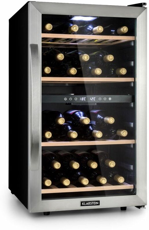 KLARSTEIN Vinamour 45D Cave à vin 2 zones 118L/ 45 bouteilles - Classe A - Inox