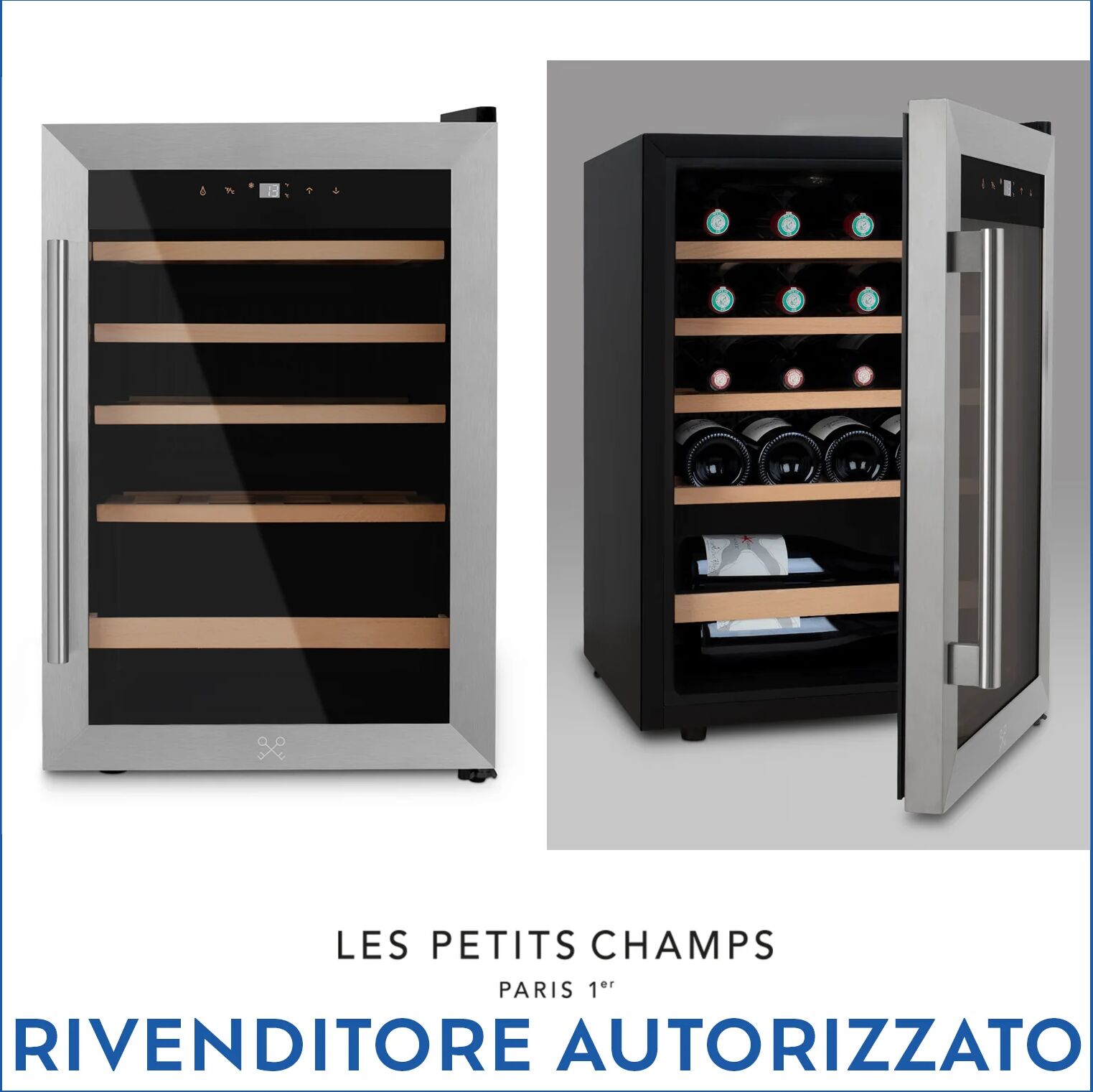 Ⓜ️🔵🔵🔵 LES PETITS CHAMPS CAVC20 - Cantinetta per 20 bottiglie, 4 ripiani in legno e 1 ba