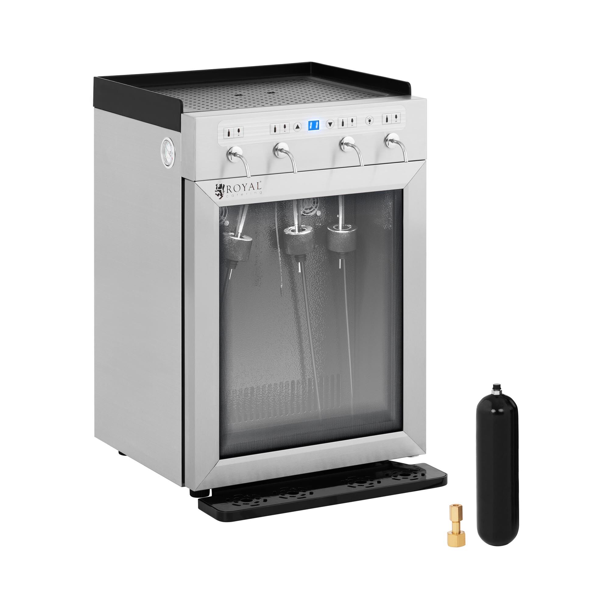 Royal Catering Spillatore vino professionale refrigerato - 4 bottiglie - Acciaio inox RC-WDSS4