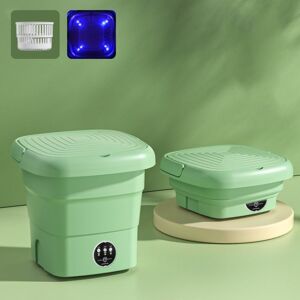My Store 4.5L Mini Portable Folding Household Washing Machine Underwear Washer, Color: Fruit Green + Blue Light Antibacterial(EU Plug)