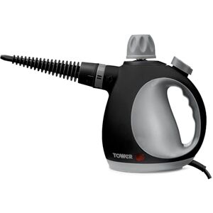 Tower T134000PL THS10 Corded Handheld Steam Cleaner with 9 Accessories, 1050W, Platinum