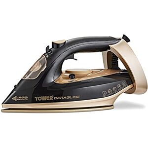 Tower T22021GLD Ceraglide Steam Iron with Fast Heat-Up, Extra Long 3 Metre Power Cord, 3100W, Black and Gold