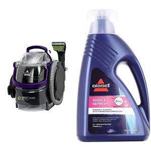BISSELL SpotClean Pet Pro Most Powerful Spot Cleaner, 15588 & Wash & Refresh Febreze Carpet Shampoo Blossom & Breeze Scent With Febreze For Use With All Leading Upright Carpet Cleaners 1078N
