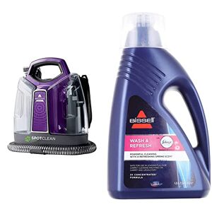 BISSELL SpotClean Pet Portable Carpet Cleaner Remove Spots, Titanium & Purple & Wash & Refresh Febreze Carpet Shampoo For Use With All Leading Upright Carpet Cleaners 1078N