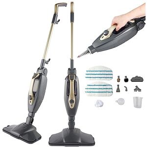 Beldray BEL01732TT Titanium 14 in 1 Steam Cleaner Mop – Multipurpose Handheld Steamer, 350ml, Flexi Hinge, Chemical-Free, Window Cleaner, Extra Nozzles and Mop Pads Included, Disinfect/Sanitise, 1300W