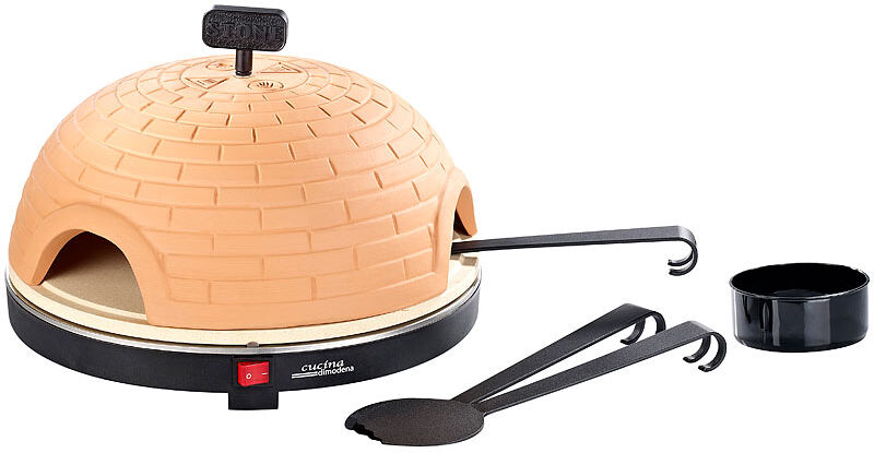 Cucina di Modena Premium Pizzaofen mit Terrakotta-Haube, Schamottenstein-Platte, Ø 40cm