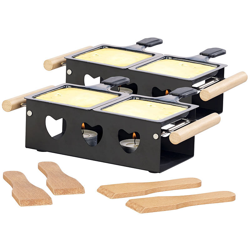 Rosenstein & Söhne 2er-Set Teelicht-Raclette für 2 Personen, mit Schabern und Teelichtern