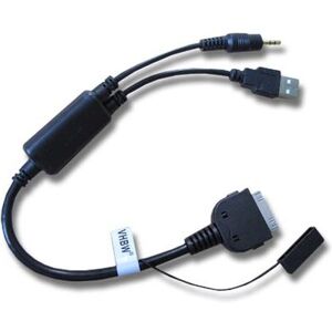 Kfz Audio Kabel kompatibel mit Apple iPhone 3G, 3GS, 4G (4GB/8GB/16GB/32GB), 4S - Y-Adapter, Schwarz - Vhbw