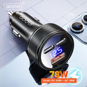 Qoovi 78w 3-Ports Autoladegerät Pd Usb Typ C Qc3.0 Telefonladegerät Schnellladung Für Iphone 14 Xiaomi Samsung Ipad Laptops Tablets