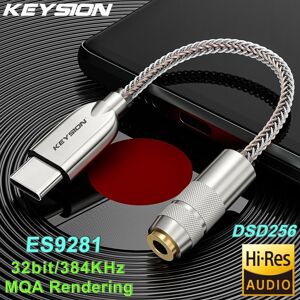 Keysion Typ-C Auf 3,5 Mm Dsd256 Hi-Res Audio Mqa Kopfhörerverstärker Es9281 32bit 384khz Hifi Usb Dac Adapter Für Android Mac Pc