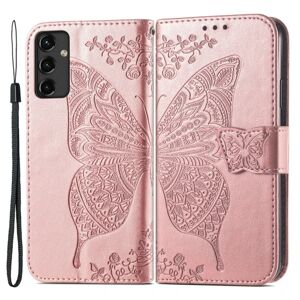 SKALO Samsung A14 4G/5G Mandala Butterfly Flip Cover - Rosa guld Pink gold