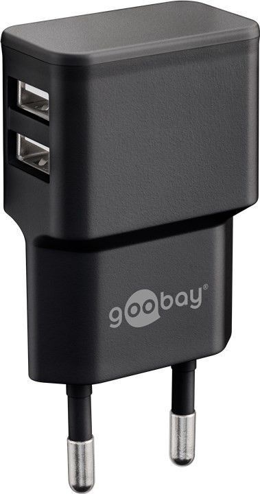 Goobay 230v Usb Oplader - 2 X Usb-A - 2.4a/12w - Sort