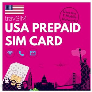 travSIM Tarjeta SIM USA Red T-Mobile 50GB de Datos a velocidades