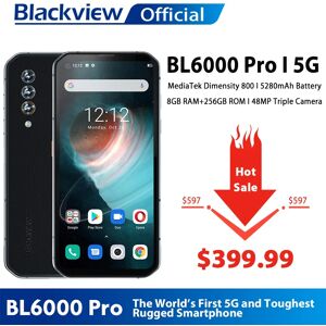 BLACKVIEW mobile téléphones Blackview BL6000 Pro 5G Smartphone IP68 étanche 48MP Triple caméra 8GB RAM 256GB