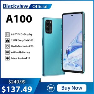 Blackview – Smartphone A100  Android 11  6+128 GB  6 67 pouces  4G  batterie charge rapide 4680 mAh