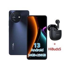 Oscal Tiger 12 Téléphone Portable Débloqué 6,78 24Go+256Go 64MP 5000mAh Android 13 NFC Gris avec Ecouteur Bluetooth HiBuds5(Noir) - Publicité