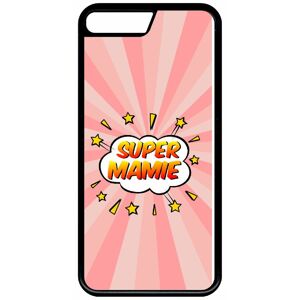Coque Pour Smartphone - Super Mamie Fond Graphique Rose - Compatible Avec Apple Iphone 7 - Plastique - Bord Noir - Publicité