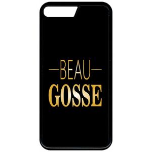 Coque Pour Smartphone - Beau Gosse Fond Noir Ecriture Ocre - Compatible Avec Apple Iphone 7+ - Plastique - Bord Noir - Publicité