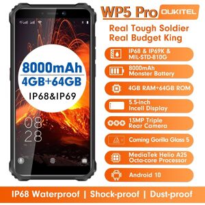 WP5 PRO téléphone mobile robuste imperméable Octa Core Dual SIM Noir et Rouge