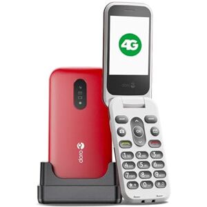 Doro 2820 4G Téléphone Portable à Clapet Débloqué pour Seniors Grandes Touches Parlantes Caméra Bluetooth Touche d'Assistance Téléphone Portable Basique sans Internet (Rouge/Blanc) - Publicité