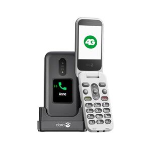 Doro 2880 4G Téléphone Portable à Clapet pour Seniors Simple d'Utilisation Téléphone Portable sans Internet Double Ecran Touche d'Assistance Touches Vocales Bluetooth (Noir/Blanc) - Publicité