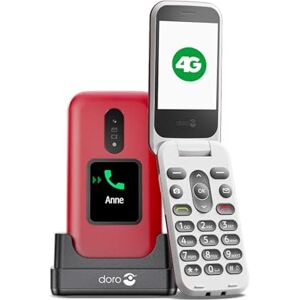 Doro 2880 4G Téléphone Portable à Clapet pour Seniors Simple d'Utilisation Téléphone Portable sans Internet Double Ecran Touche d'Assistance Touches Vocales Bluetooth (Rouge/Blanc) - Publicité