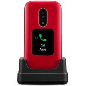 Doro 6880 -Téléphone Mobile 4G à Clapet pour Senior Simple d'utilisation Double écran Touche d'Assistance Socle Chargeur Inclus Rouge - Publicité