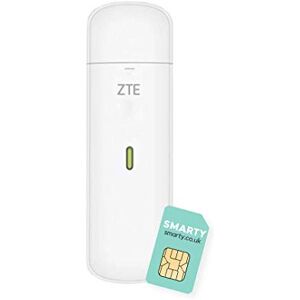 ZTE MF833U1 Clé USB CAT4/4G Wi-FI de Voyage à Faible coût 150 Mbit/s Configuration Multi-Bande avec Carte SIM Smarty Blanc - Publicité