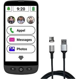 Amplicomms M510-M Smartphone 4G pour Personnes âgées avec câble magnétique de Charge Téléphone Portable à Grosses Touches Facile à Utiliser pour Séniors Touche SOS. Version France-Benelux - Publicité