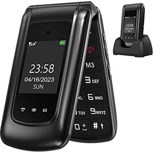 uleway Téléphone Portable Senior avec Grandes Touches   Telephone débloqué clapet Personnes âgées Touche d'Assistance   Double Écran Large de 2,4+1.77 -G380D（Noir） - Publicité