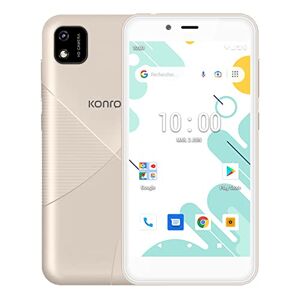 Konrow Soft 5 Max Smartphone 4G Double SIM Écran 5'', Mémoire 16 Go Extensible à 64 Go, Bluetooth 4.0, WiFi, GPS, Batterie 2500 Mah, 2 Caméras de 8 & 5 Mpx Android 12 (Édition Go) Or - Publicité