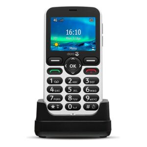 Doro 5860 Téléphone Mobile 4G pour Senior, Son Clair et Puissant, Touches Numériques Parlantes, Caméra, Touche d'Assistance, Socle Chargeur Inclus Blanc - Publicité