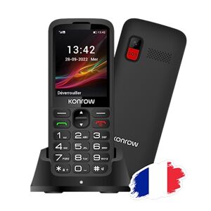 Konrow Senior 280 Grosses Touches Très Facile d'Utilisation Écran 2,8'' Lisibilité Optimale Double Sim Station de Charge Bouton SOS Appareil Photo et Bluetooth 32Mo RAM Noir - Publicité