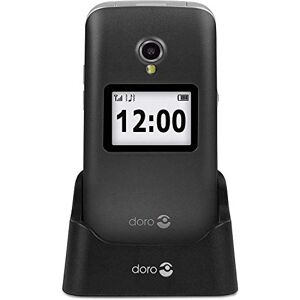 Doro 2424 Téléphone Portable 2G à Clapet Débloqué pour Seniors avec Affichage Externe, Touche d'Assistance et Socle Chargeur Inclus [Version Française] (Gris) - Publicité