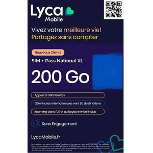 LycaMobile Carte sim  200 Go Internet Appels et SMS illimités - Publicité