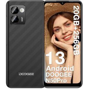 DOOGEE N50 Pro Telephone Portable 20GO RAM+256GO ROM, Smartphone Android 13, Caméra AI 50MP, 6.52 Pouces HD+, TF 1TB, Batterie 4200mAh 18W, Widevine L1 4G, Noir - Publicité