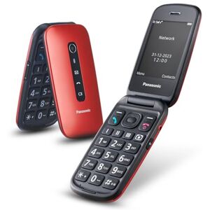 Panasonic KX-TU550EXR Téléphone Portable à Clapet, 4G, Appareil Photo 1,2MP, avec Grand Écran 2,8", 300 Heures d'Autonomie en Veille, Rouge - Publicité