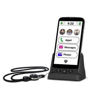 Amplicomms M510-C Smartphone 4G pour séniors Qui utilisent Surtout Leur téléphone à la Maison Téléphone Portable à Grosses Touches Facile à Utiliser, Base de Charge et Tour de Cou France-Benelux - Publicité