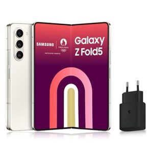 Samsung Galaxy Z Fold5 Smartphone Android 5G avec Galaxy AI, 1 To, Chargeur Secteur Rapide 25W Inclus [Exclusivité Amazon], Smartphone déverrouillé, Crème, Version FR - Publicité