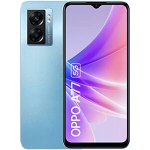 Oppo MediaTek Dimensity 810 5G Smartphone A77 5G, écran LCD 6,6" HD+ 90 Hz, 48 MP + 2 Mpx, caméra frontale 8 MP, RAM 4 Go + ROM 64 Go avec extension de RAM, Supervooc 5000 mAh 33 W, bleu océan - Publicité