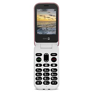Doro 6040 Téléphone 2G à Clapet Débloqué pour Seniors Grandes Touches Touche d'Assistance avec GPS- Socle Chargeur Inclus Rouge - Publicité