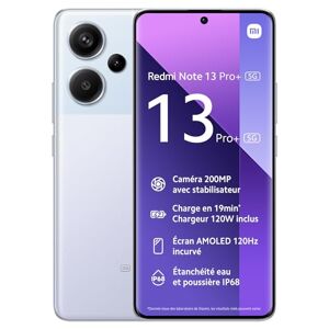 Xiaomi REDMI Note 13 Pro Plus 5G Purple, Ecran de 6.67'', Smartphone Débloqué, Batterie mAh 5000, Mémoire ROM 512GO,RAM 12GO, Android 13, MediaTek Dimensity 7200, Gravé 4nm, 8-Coeurs Jusqu’à 2,8GHz - Publicité